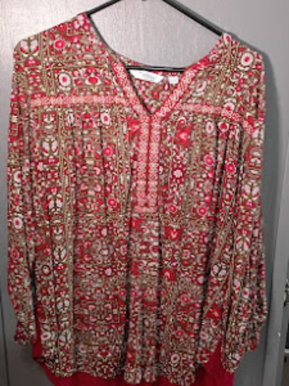Great Northwest Indigo Boho Embroidered Paisley Tunic Top 1X